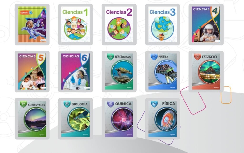 Estas son algunas portadas de las materias del proyecto Edusystem. Tienen Matemáticas, Ciencias, Español, Inglés, Historia y Sociales, entre otras. Para todos los cursos.
