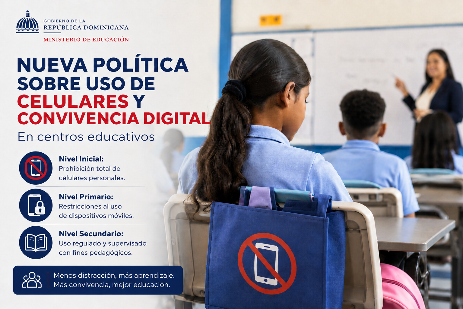 MINERD establece nueva política sobre uso de celulares y convivencia digital en centros educativos